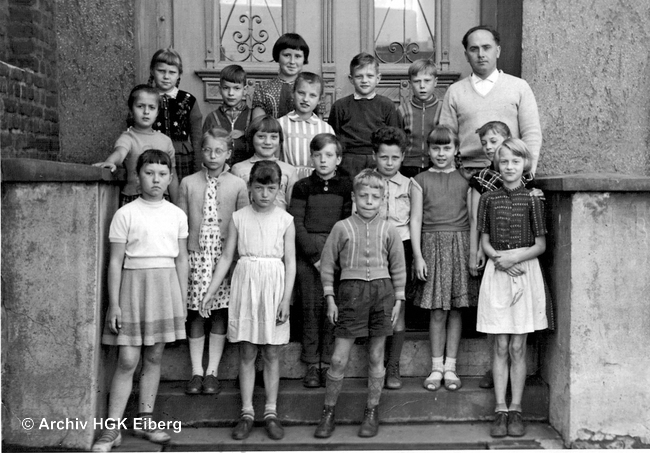 ev. Eibergschule 1960 Abzweig von Horst mit Lehrer Schminder